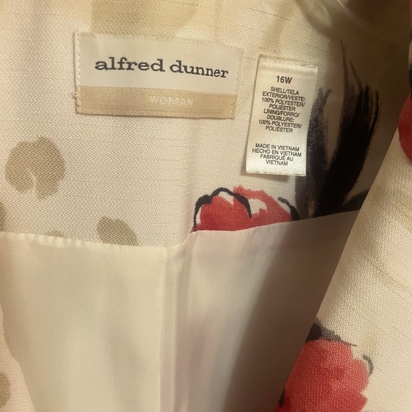 Alfred Dunner Women's Floral Blazer Jacket Size 16W White Red Open Front Lined - Picture 4 of 8
